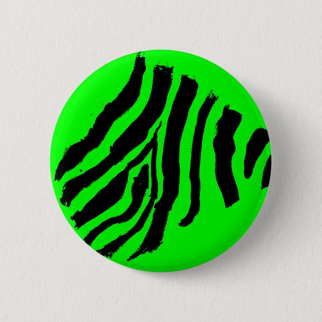 Bóton Redondo 5.08cm Botão com estampa de zebra (Verde) (Frente)