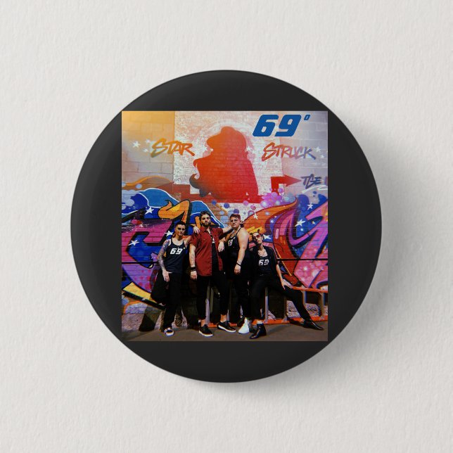 Bóton Redondo 5.08cm Botão com Precinta da Estrela Círculo (Frente)