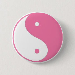 Bóton Redondo 5.08cm Botão cor-de-rosa bonito de Yin Yang