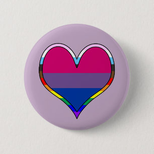 Bóton Redondo 5.08cm Botão Coração Bi Pride