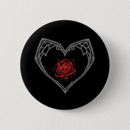 Bóton Redondo 5.08cm Botão Coração e Rosa