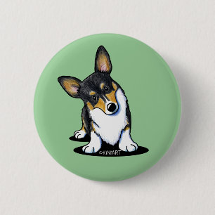 Bóton Redondo 5.08cm Botão Corgi Tricurioso do KiniArt