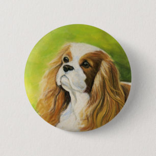 Bóton Redondo 5.08cm "Botão da arte do cão do Spaniel de rei Charles