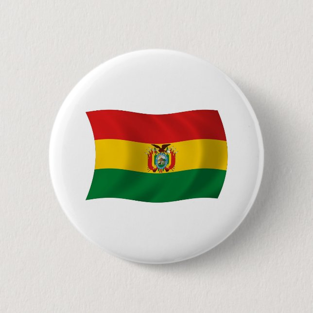 Bóton Redondo 5.08cm Botão da Bandeira da Bolívia (Frente)