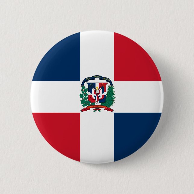 Bóton Redondo 5.08cm Botão da bandeira da República Dominicana (Frente)