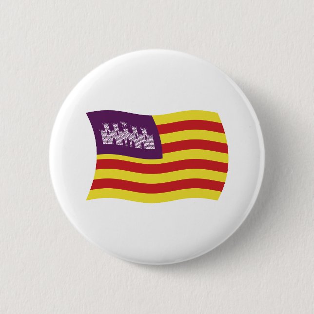 Bóton Redondo 5.08cm Botão da Bandeira das Ilhas Baleares (Frente)