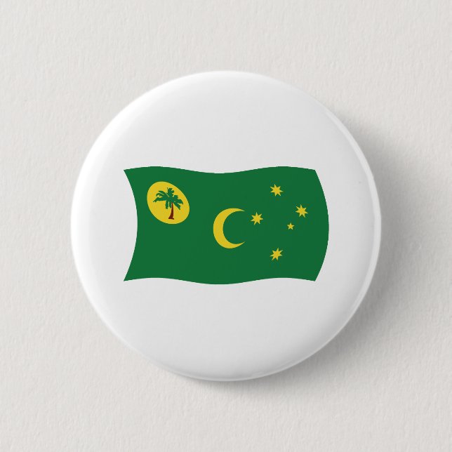 Bóton Redondo 5.08cm Botão da Bandeira das Ilhas Cocos (Frente)