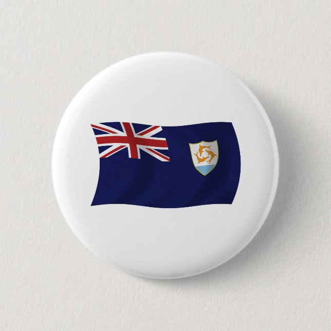 Bóton Redondo 5.08cm Botão da Bandeira de Anguilla (Frente)