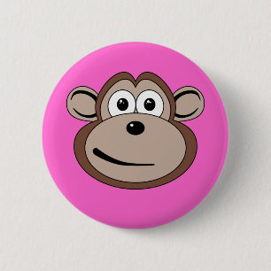 Bóton Redondo 5.08cm Botão da cara do macaco dos desenhos animados