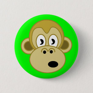 Bóton Redondo 5.08cm Botão da cara do macaco - verde