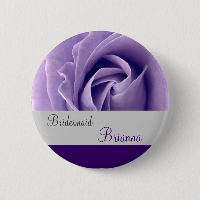 Bóton Redondo 5.08cm Botão da DAMA DE HONRA com rosa do ROXO (Frente)