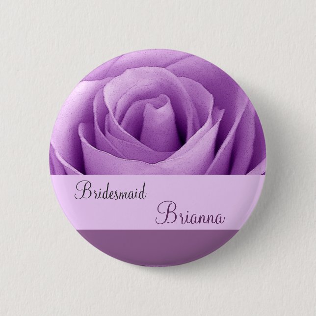 Bóton Redondo 5.08cm Botão da DAMA DE HONRA com rosa do ROXO (Frente)