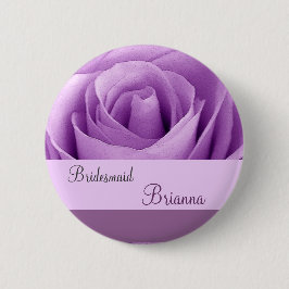 Bóton Redondo 5.08cm Botão da DAMA DE HONRA com rosa do ROXO