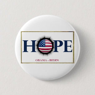 Bóton Redondo 5.08cm Botão da ESPERANÇA de Obama Biden