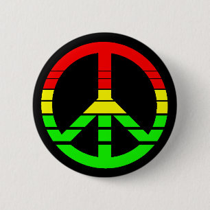 Bóton Redondo 5.08cm Botão da paz de Rasta