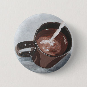 Bóton Redondo 5.08cm Botão da pintura do copo de café - prata e ouro