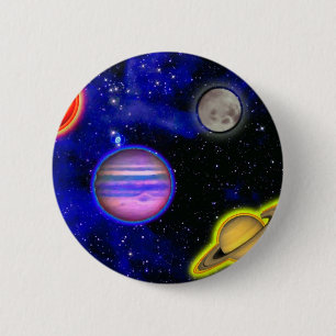 Bóton Redondo 5.08cm Botão da pintura do espaço