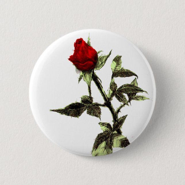 Bóton Redondo 5.08cm Botão da rosa vermelha escrita (Frente)