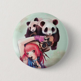 Bóton Redondo 5.08cm Botão das pandas de Ninja do pêssego