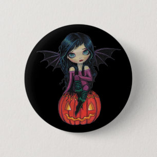 Bóton Redondo 5.08cm Botão de Abóbora Pixie Halloween Vampira Fofa