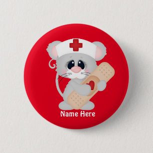 Bóton Redondo 5.08cm Botão de adicionar nome da enfermeira de desenho