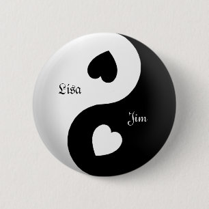 Bóton Redondo 5.08cm Botão de Amor Yin Yang Personalizado