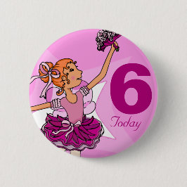 Bóton Redondo 5.08cm Botão de aniversário da menina rosa púrpura da Bal