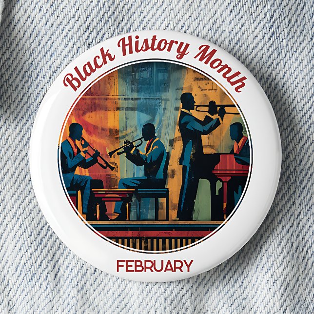 Bóton Redondo 5.08cm Botão de apoio com a Banda de Jazz do Mês da Histó (Criador carregado)