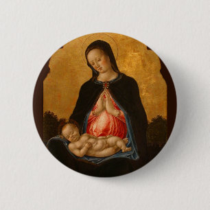 Bóton Redondo 5.08cm Botão de arte de Madonna & Child