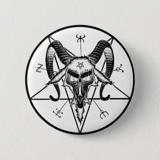 Bóton Redondo 5.08cm Botão de Baphomet/Pin (Frente)