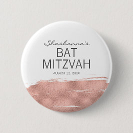 Bóton Redondo 5.08cm Botão de Bat Mitzvah, Dourado rosa