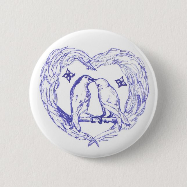 Bóton Redondo 5.08cm Botão de Beijo de Aves (Frente)