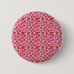 Bóton Redondo 5.08cm Botão de beijos Lábios rosa-vermelho