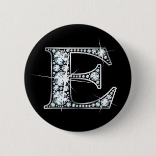Bóton Redondo 5.08cm Botão de Bling do diamante de "E"