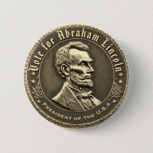 Bóton Redondo 5.08cm Botão de campanha Abraham Lincoln