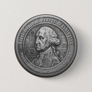 Bóton Redondo 5.08cm Botão de Campanha de George Washington