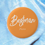 Bóton Redondo 5.08cm Botão de Casamento Branco Bestman Orange<br><div class="desc">Bestman Orange White Wedding Button. Verifique a coleção de armazenamento abaixo para obter itens correspondentes.</div>