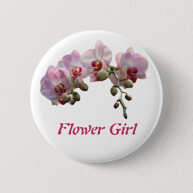 Bóton Redondo 5.08cm botão de casamento das flores de orquídea rosa (Frente)