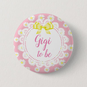 Bóton Redondo 5.08cm Botão de Chá de fraldas Gigi to be Pink Daisies