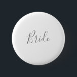 Bóton Redondo 5.08cm Botão de Chá de panela Silver Bride Minimalista<br><div class="desc">Este botão de chá de panela de noiva prateada minimalista é perfeito para um simples chá de casamento. A design romântica moderna apresenta cinzas clássicas de prata e tipografia branca, pareadas com uma caligrafia rustica, mas elegante, com estilo antigo, com letra de mão. Personalizável em qualquer cor. Mantenha o design...</div>