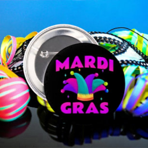 Bóton Redondo 5.08cm Botão de Chapéu do Mardi Gras Jester