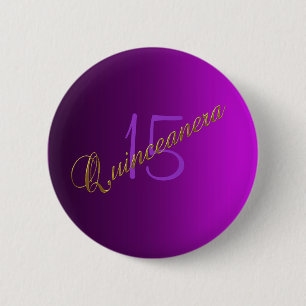 Bóton Redondo 5.08cm Botão de Clube de Quinceanera roxo