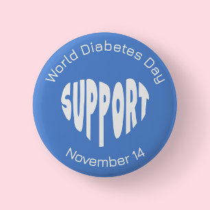 Bóton Redondo 5.08cm Botão de conscientização do Dia Mundial do Diabete