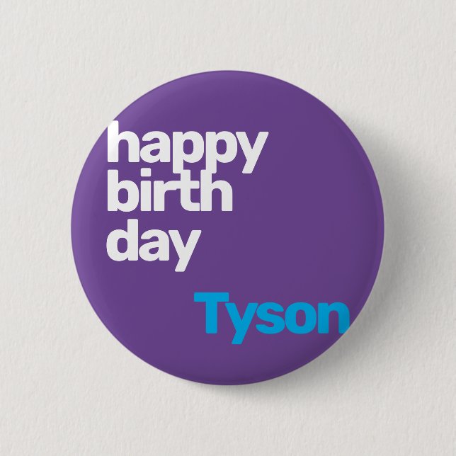 Bóton Redondo 5.08cm botão de crachá roxo mínimo para feliz aniversário (Frente)