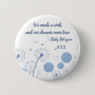 Bóton Redondo 5.08cm Botão de desejo azul do dandelion do anúncio do be