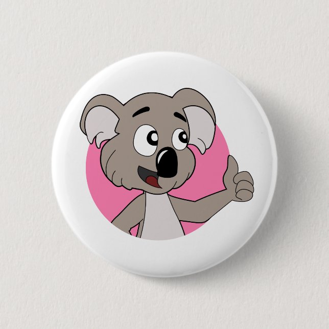 Bóton Redondo 5.08cm Botão de desenho de urso koala (Frente)