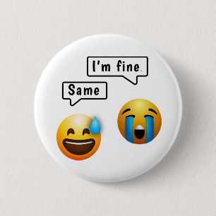 Bóton Redondo 5.08cm Botão de Emoji de Rosto Sorridente Fofo
