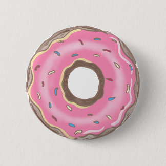 Bóton Redondo 5.08cm Botão de Favor de Aniversário de Menina Rosa Donut