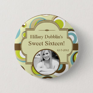 Bóton Redondo 5.08cm Botão de Foto do Tecido do Padrão do Círculo Retro