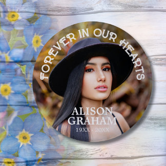 Bóton Redondo 5.08cm Botão De Foto Personalizado Do Funeral Forever Em